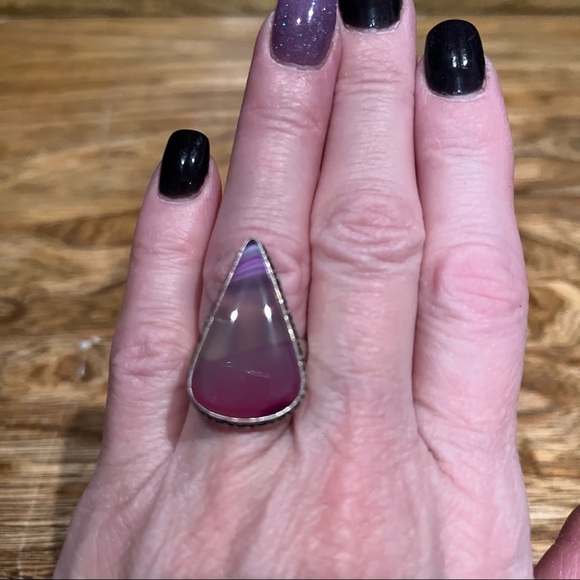New sterling silver Botswana Agate ring Sz 7.5 It’s a gorgeous! Pink/purple. - Picture 2 of 6